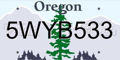 5WYB533 Oregon License Plate