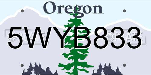 5WYB833 Oregon License Plate