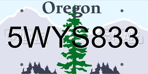 5WYS833 Oregon License Plate