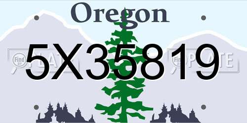5X35819 Oregon License Plate