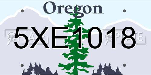 5XE1018 Oregon License Plate