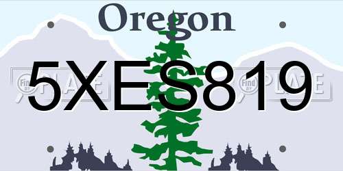 5XES819 Oregon License Plate