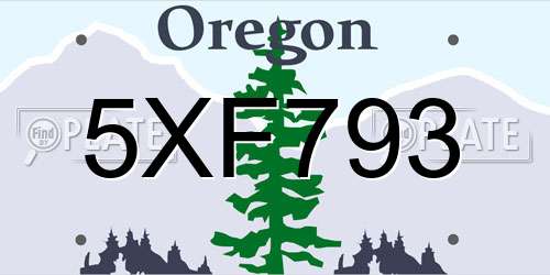 5XF793 Oregon License Plate
