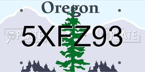 5XFZ93 Oregon License Plate