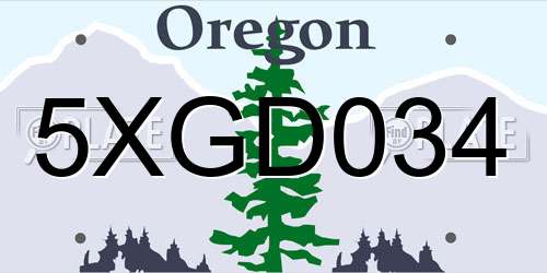 5XGD034 Oregon License Plate