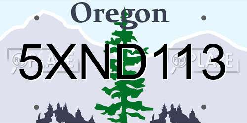 5XND113 Oregon License Plate