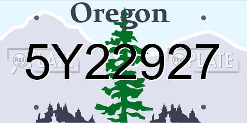 5Y22927 Oregon License Plate