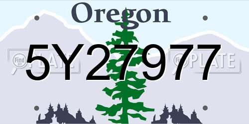 5Y27977 Oregon License Plate