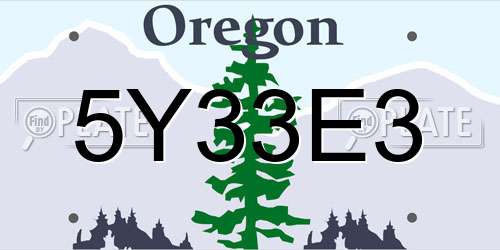 5Y33E3 Oregon License Plate