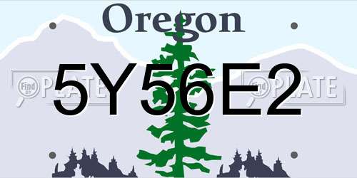 5Y56E2 Oregon License Plate