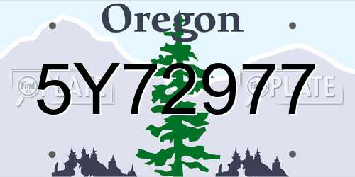 5Y72977 Oregon License Plate