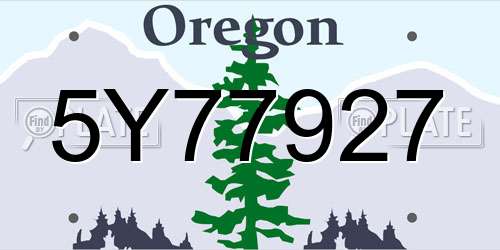 5Y77927 Oregon License Plate