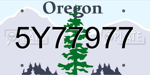 5Y77977 Oregon License Plate