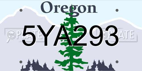 5YA293 Oregon License Plate