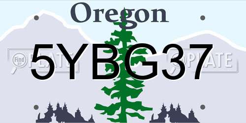 5YBG37 Oregon License Plate