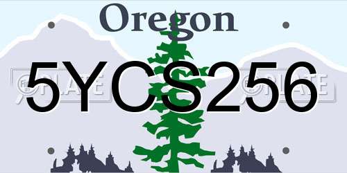 5YCS256 Oregon License Plate