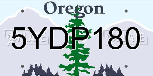 5YDP180 Oregon License Plate
