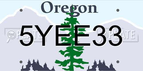 5YEE33 Oregon License Plate