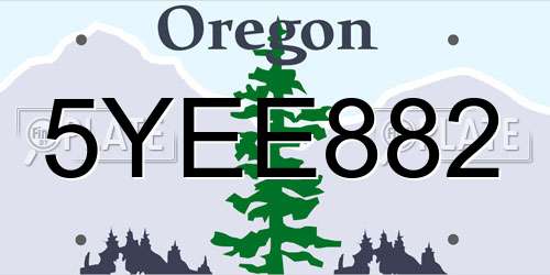 5YEE882 Oregon License Plate