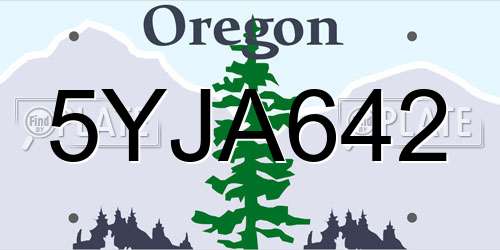 5YJA642 Oregon License Plate