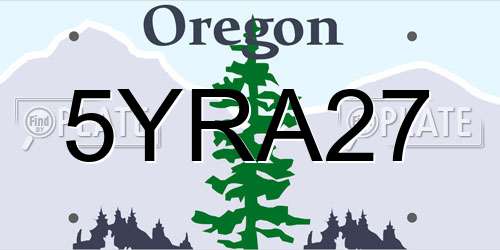 5YRA27 Oregon License Plate