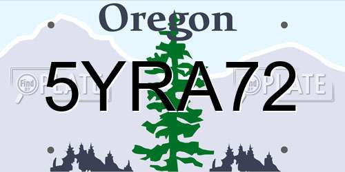 5YRA72 Oregon License Plate