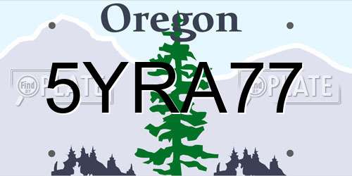5YRA77 Oregon License Plate