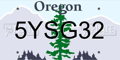 5YSG32 Oregon License Plate