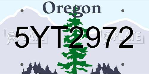 5YT2972 Oregon License Plate