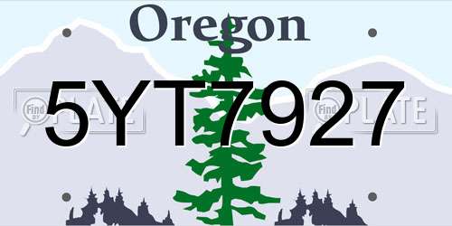 5YT7927 Oregon License Plate