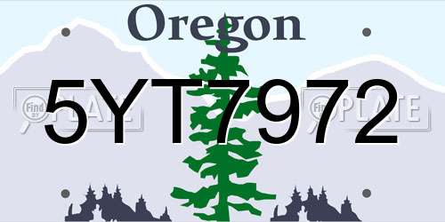 5YT7972 Oregon License Plate