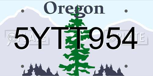 5YTT954 Oregon License Plate