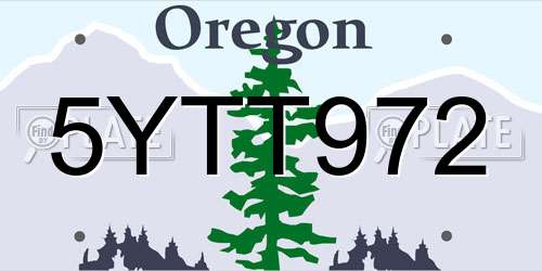 5YTT972 Oregon License Plate