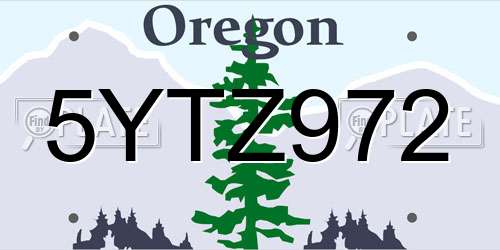 5YTZ972 Oregon License Plate