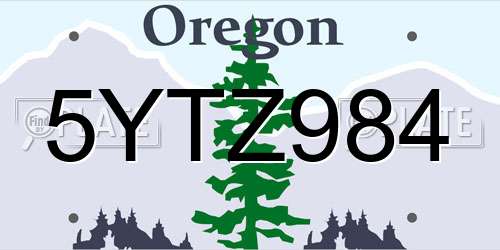 5YTZ984 Oregon License Plate