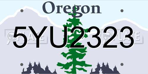 5YU2323 Oregon License Plate