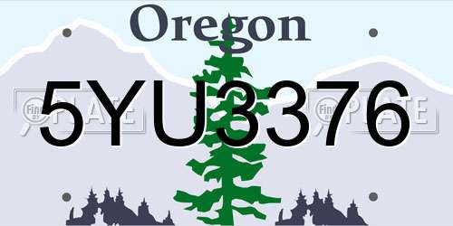 5YU3376 Oregon License Plate
