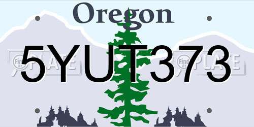 5YUT373 Oregon License Plate