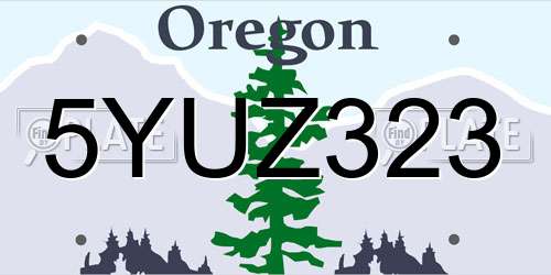 5YUZ323 Oregon License Plate