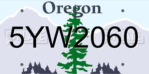 5YW2060 Oregon License Plate