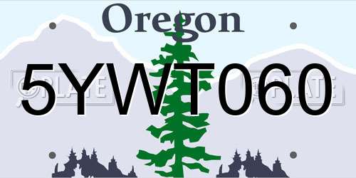 5YWT060 Oregon License Plate