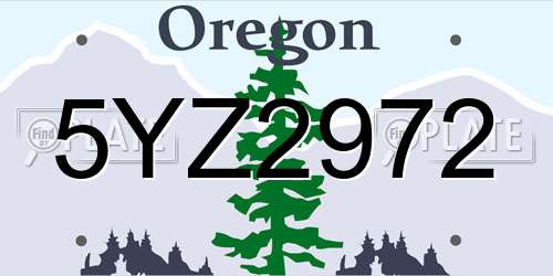 5YZ2972 Oregon License Plate