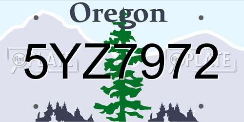 5YZ7972 Oregon License Plate