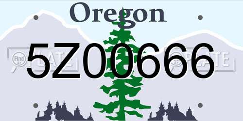 5Z00666 Oregon License Plate