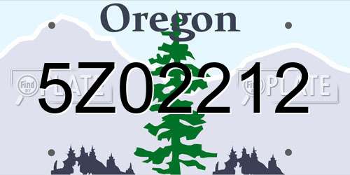 5Z02212 Oregon License Plate