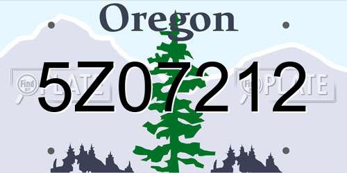 5Z07212 Oregon License Plate