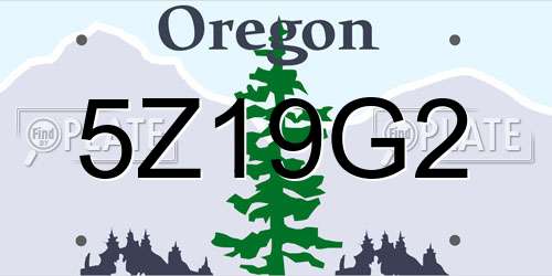 5Z19G2 Oregon License Plate