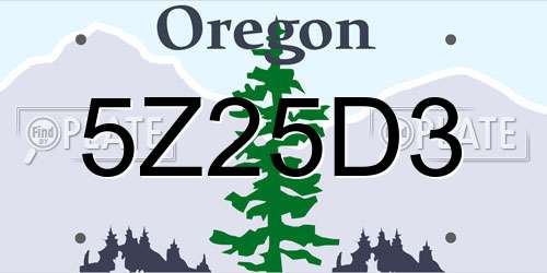 5Z25D3 Oregon License Plate