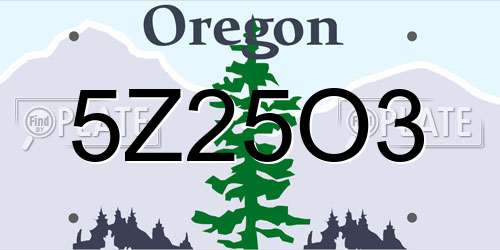 5Z25O3 Oregon License Plate