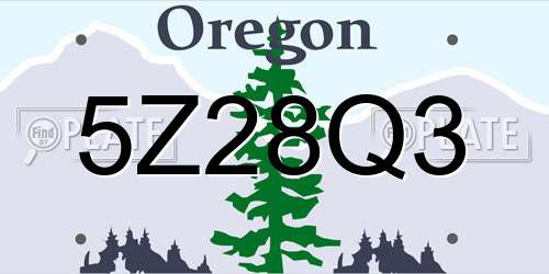 5Z28Q3 Oregon License Plate